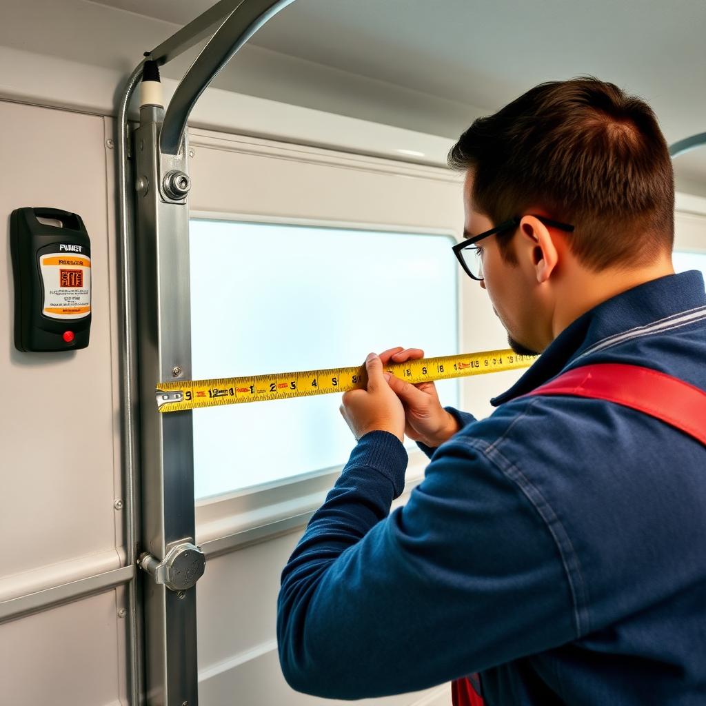Homeowner measuring garage door opening for new installation